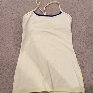LULULEMON LIGHT YELLOW AND BLUE STRIP TANK TOP